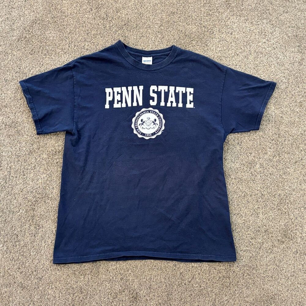 Vintage 00s Penn State University Emblem Tee T-Shirt Men's Size Large Navy Blue